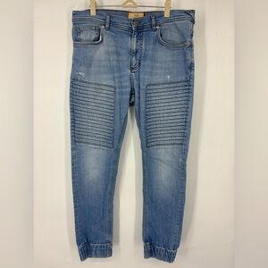 ZARA Man Moto Style Light Wash Jogger Jeans 34